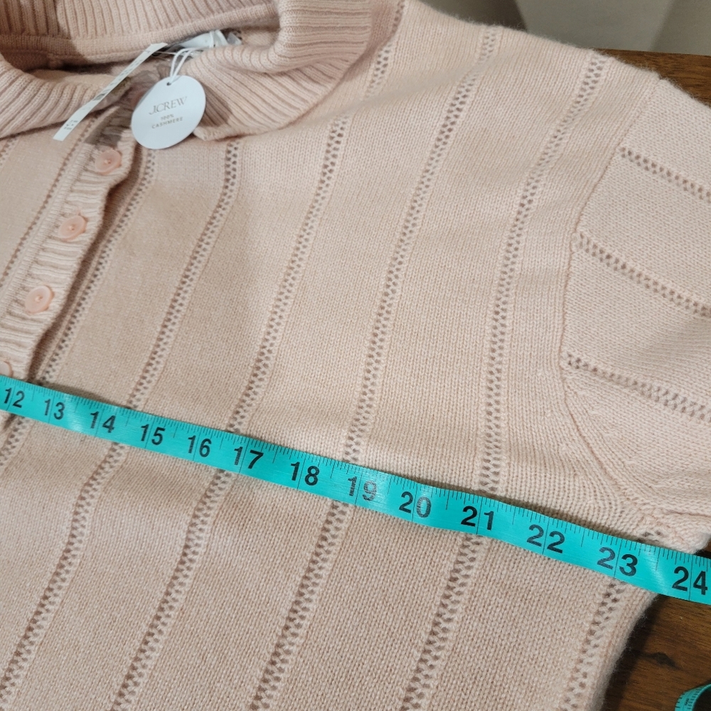 New J Crew Cashmere pointelle sweater-polo CK760 $288 Retail Size M - Picture 7 of 7